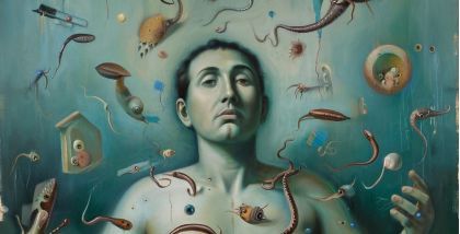 художник XX века, известный своими сюрреалистическими картинами, включающими мотивы медицины прошлого, в частности использование пиявок